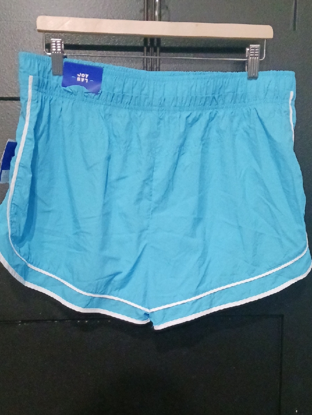 JoyLab Mid-Rise Women's Turquoise Athletic Shorts with White Piping